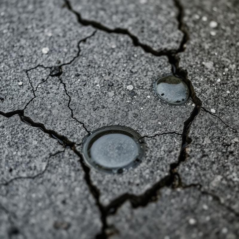 Untreated asphalt surface absorbing water