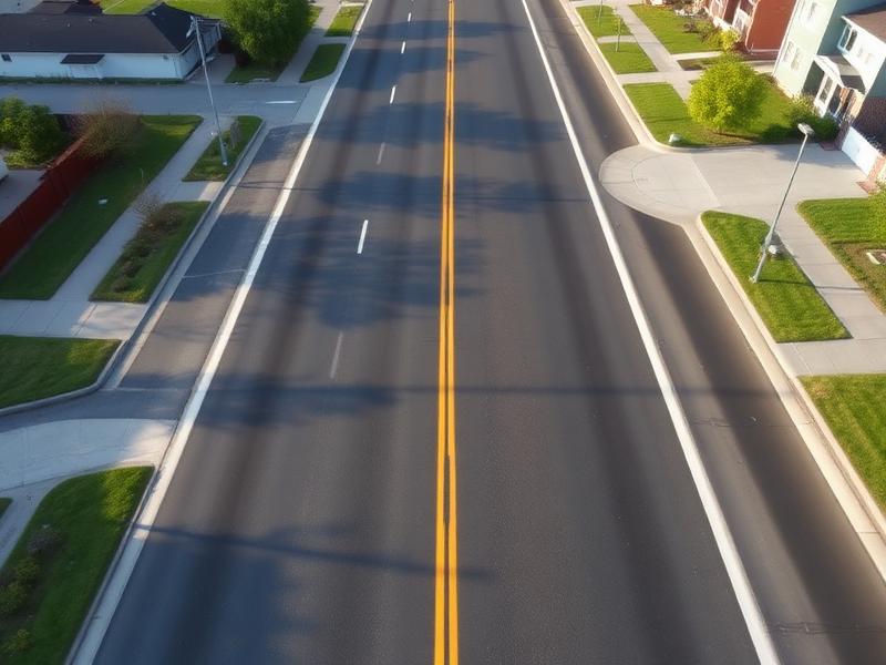 Municipal road treated with asphalt rejuvenator